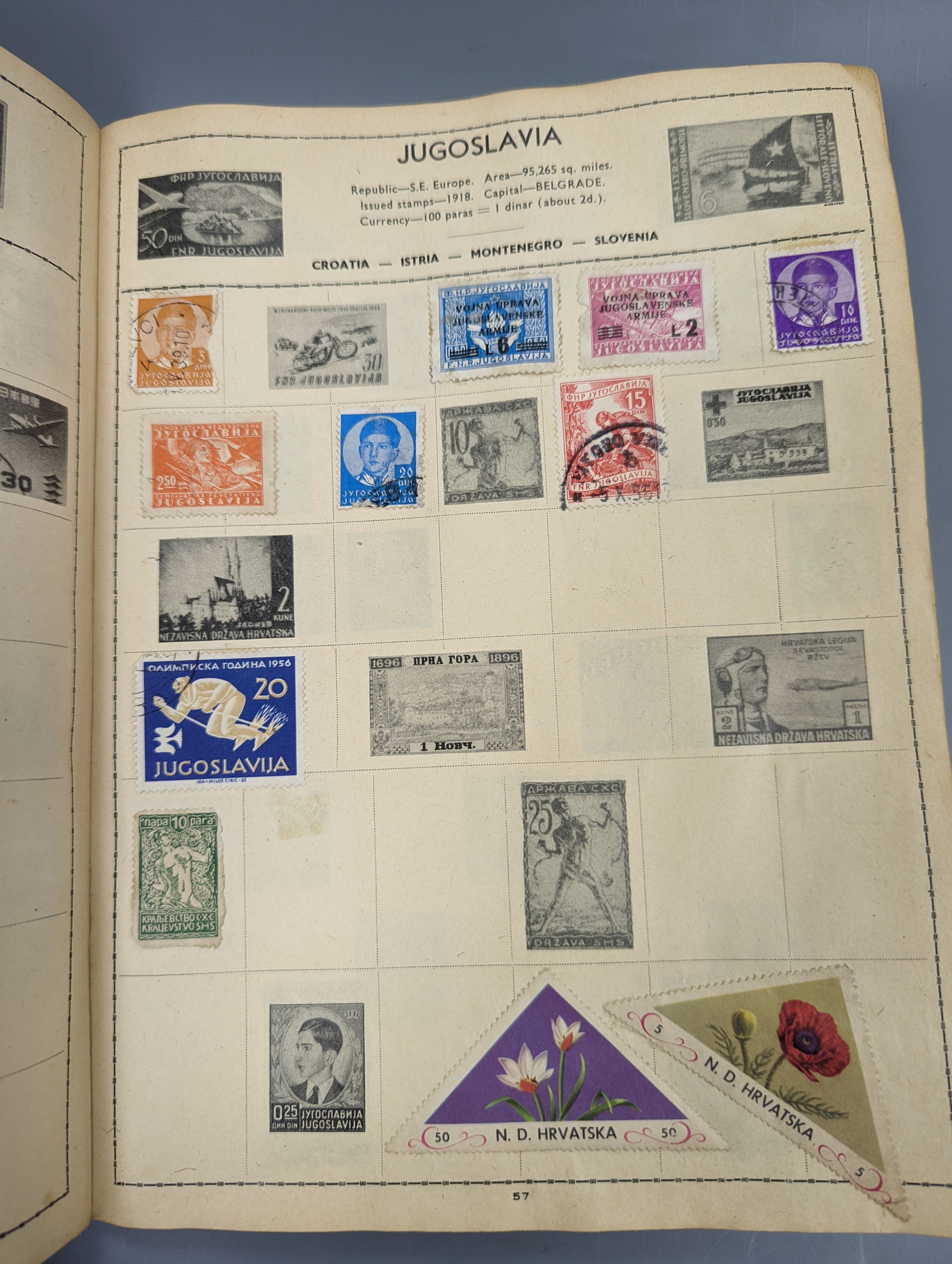 An All Nations stamp album and contents